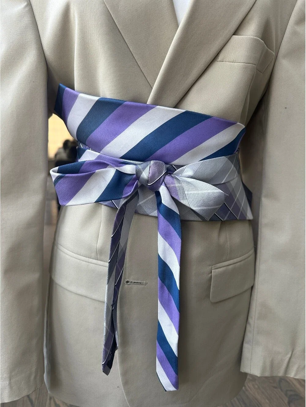 Upcycled Silk Necktie Obi Belt | Handmade Corset Style Belt | One-of-a-Kind | OS
